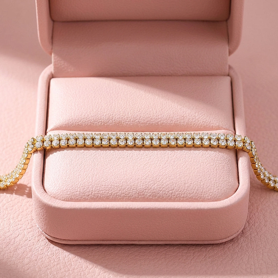 Bold Gold Double Row Tennis Bracelet | Luxe6572
