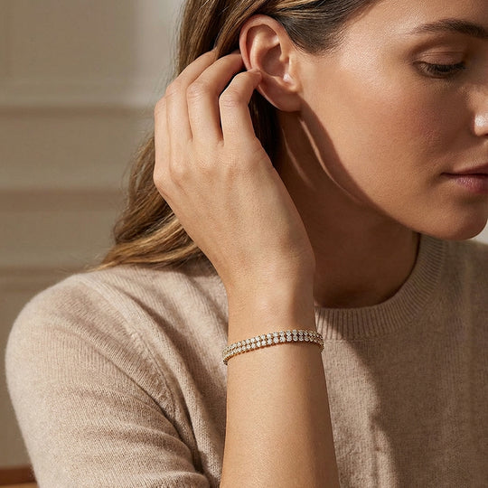 Bold Gold Double Row Tennis Bracelet | Luxe6572