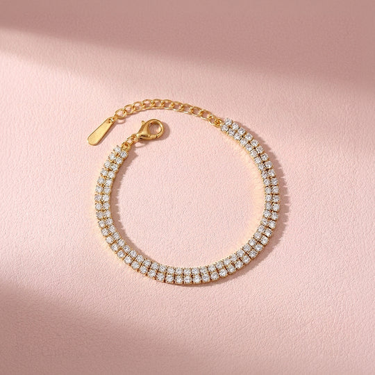 Bold Gold Double Row Tennis Bracelet | Luxe6572