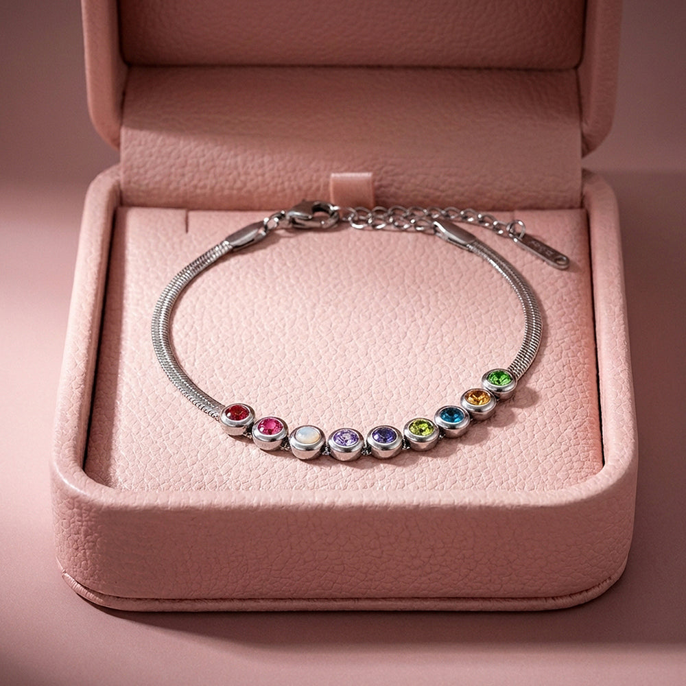 Rainbow Multi-Stone Snake Chain Bracelet | Luxe6574