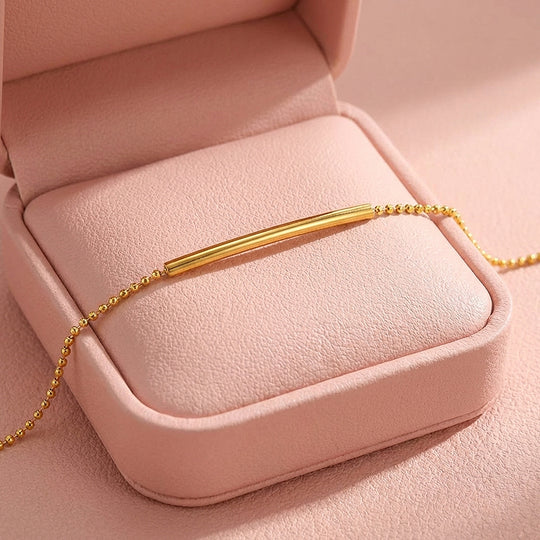 Curved Bar Beaded Chain Bracelet | Luxe6575