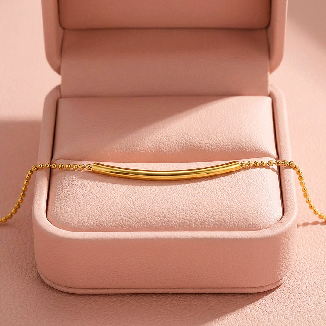 Curved Bar Beaded Chain Bracelet | Luxe6575