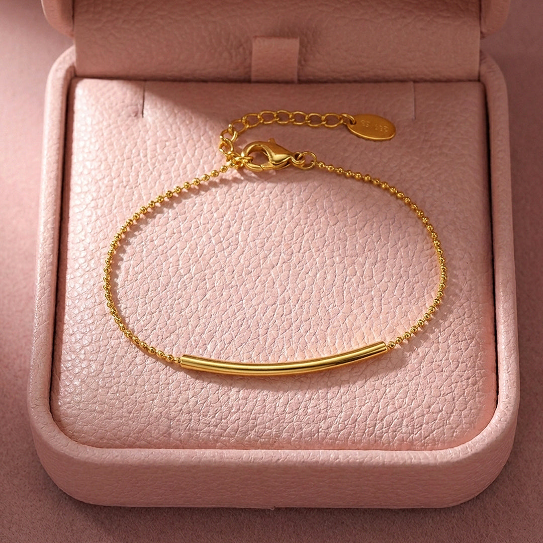 Curved Bar Beaded Chain Bracelet | Luxe6575