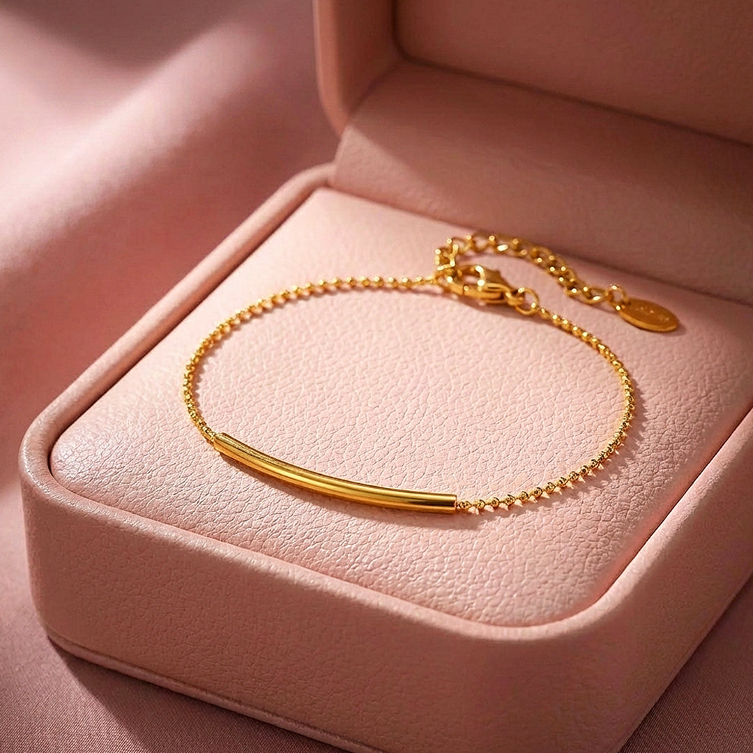 Curved Bar Beaded Chain Bracelet | Luxe6575