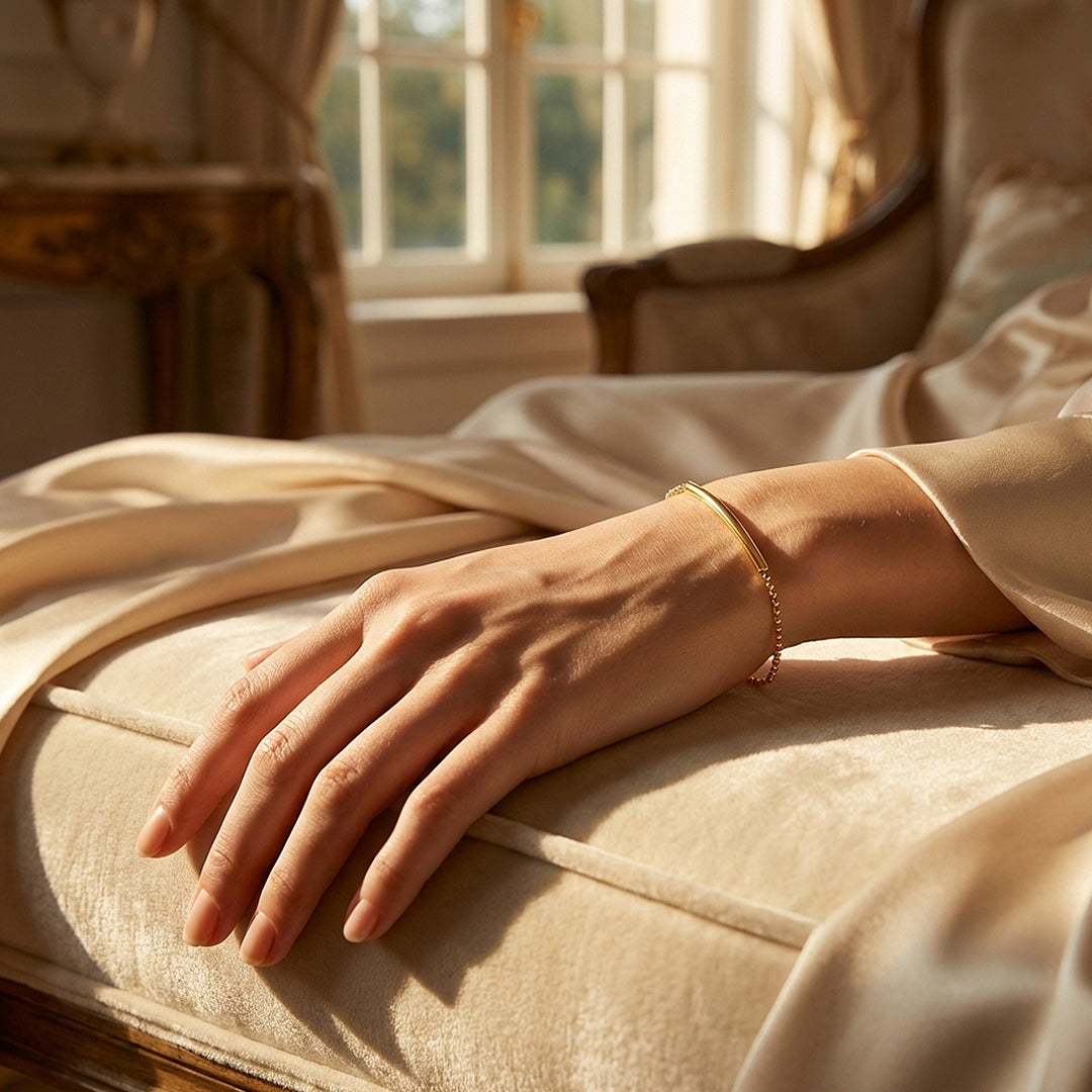 Curved Bar Beaded Chain Bracelet | Luxe6575