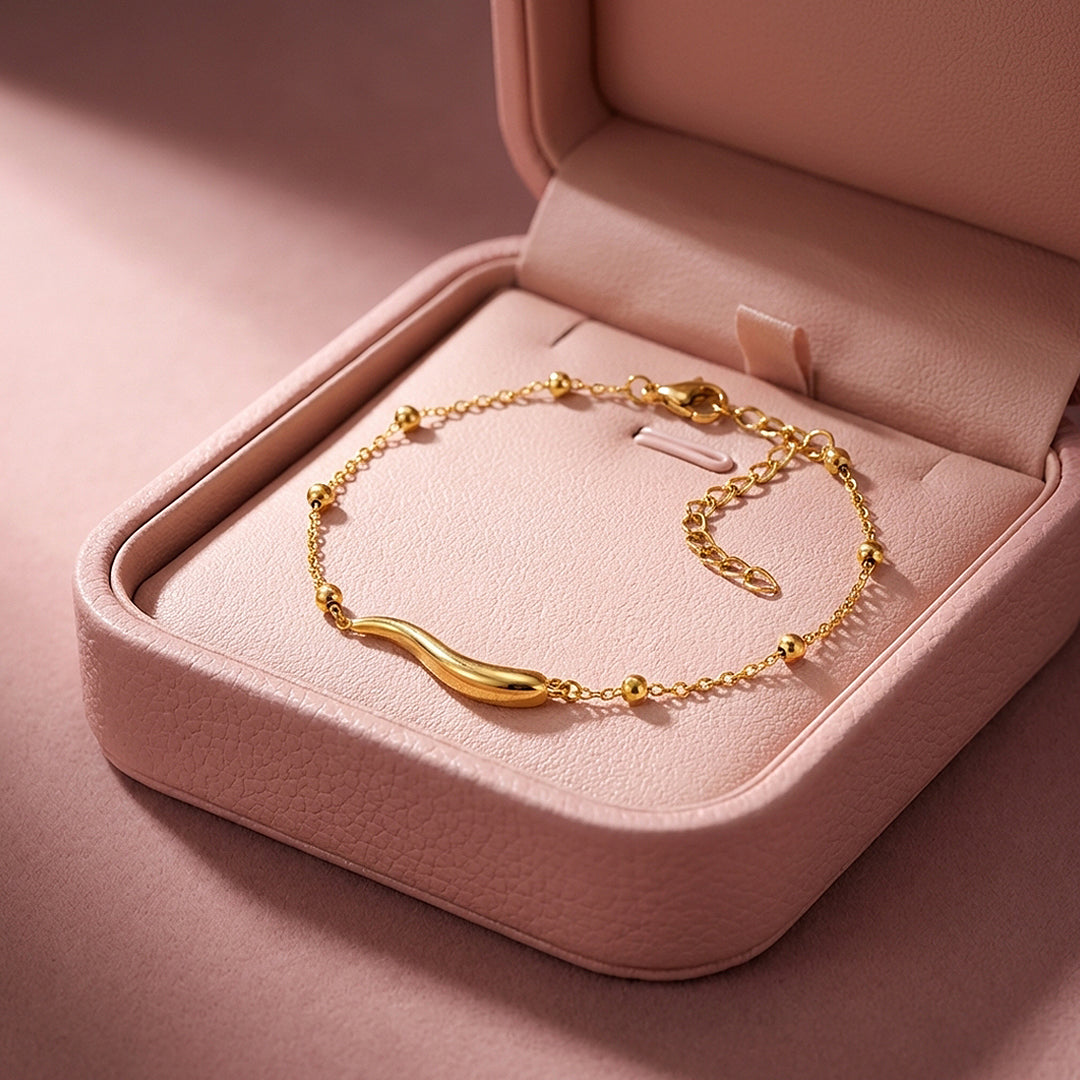 Wave Bar Beaded Chain Bracelet | Luxe6577