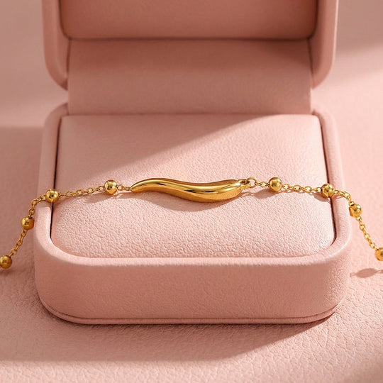 Wave Bar Beaded Chain Bracelet | Luxe6577