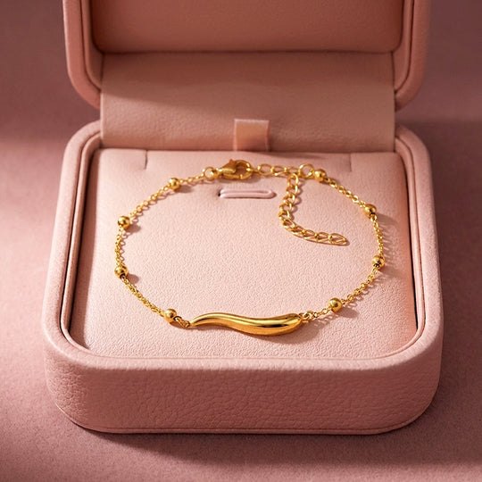 Wave Bar Beaded Chain Bracelet | Luxe6577