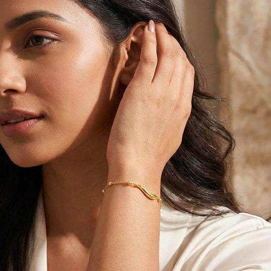 Wave Bar Beaded Chain Bracelet | Luxe6577