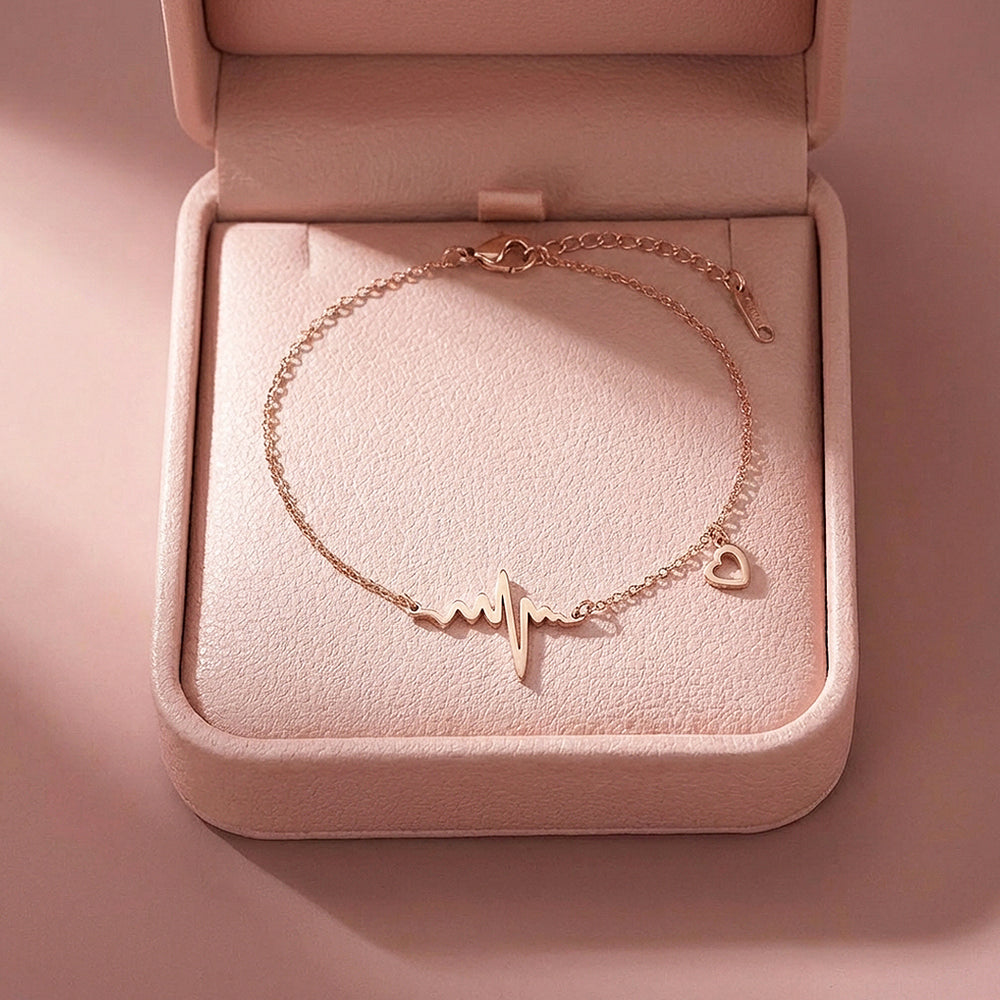 Heartbeat Heart Charm Chain Bracelet | Luxe6579