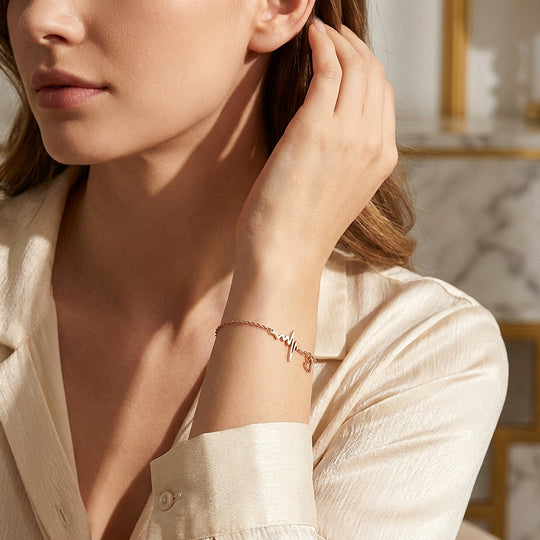 Heartbeat Heart Charm Chain Bracelet | Luxe6579