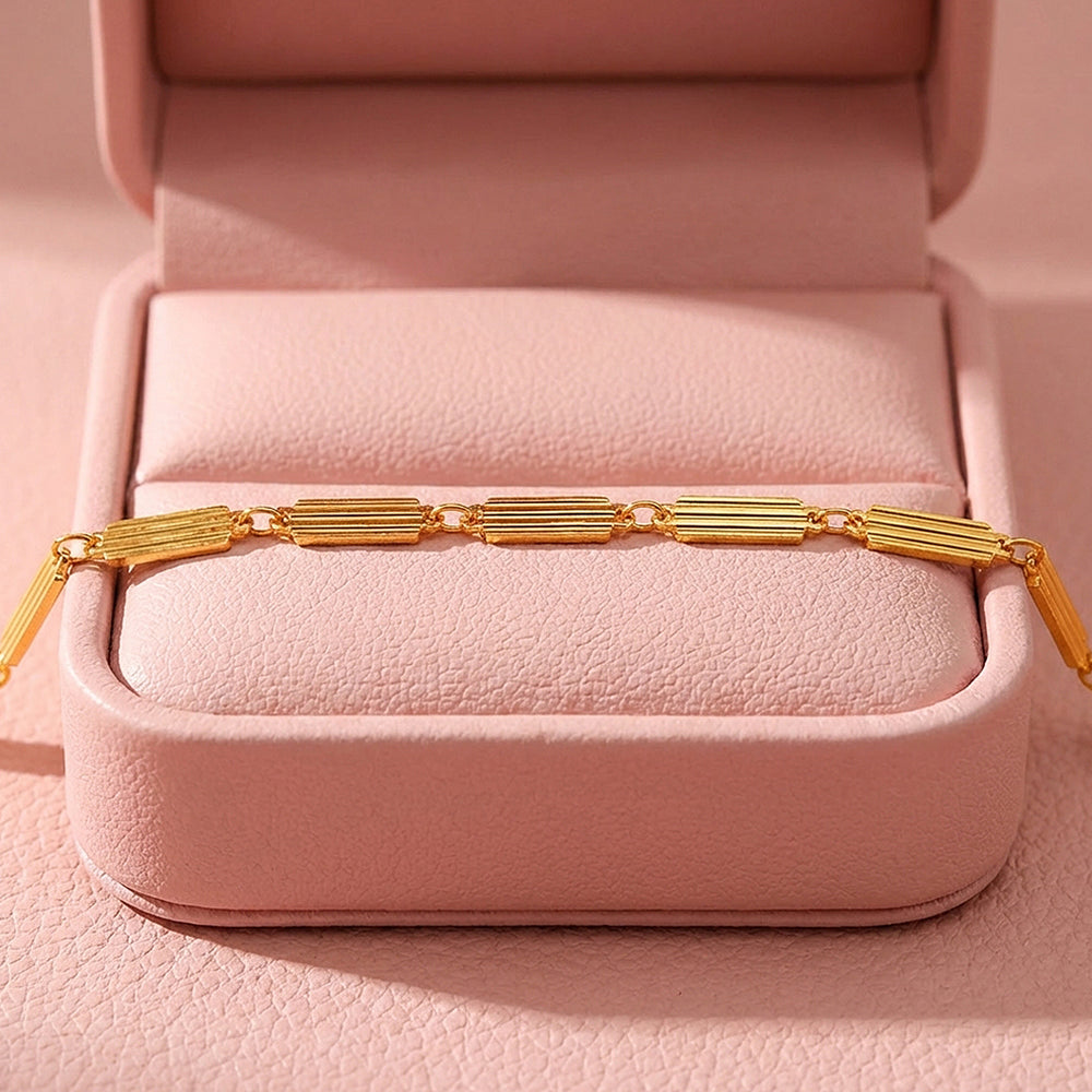Ribbed Bar Station Chain Bracelet | Luxe6580