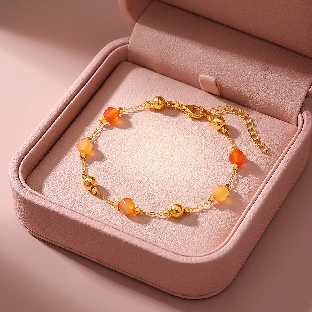 Natural Stone Beaded Chain Bracelet | Luxe6581