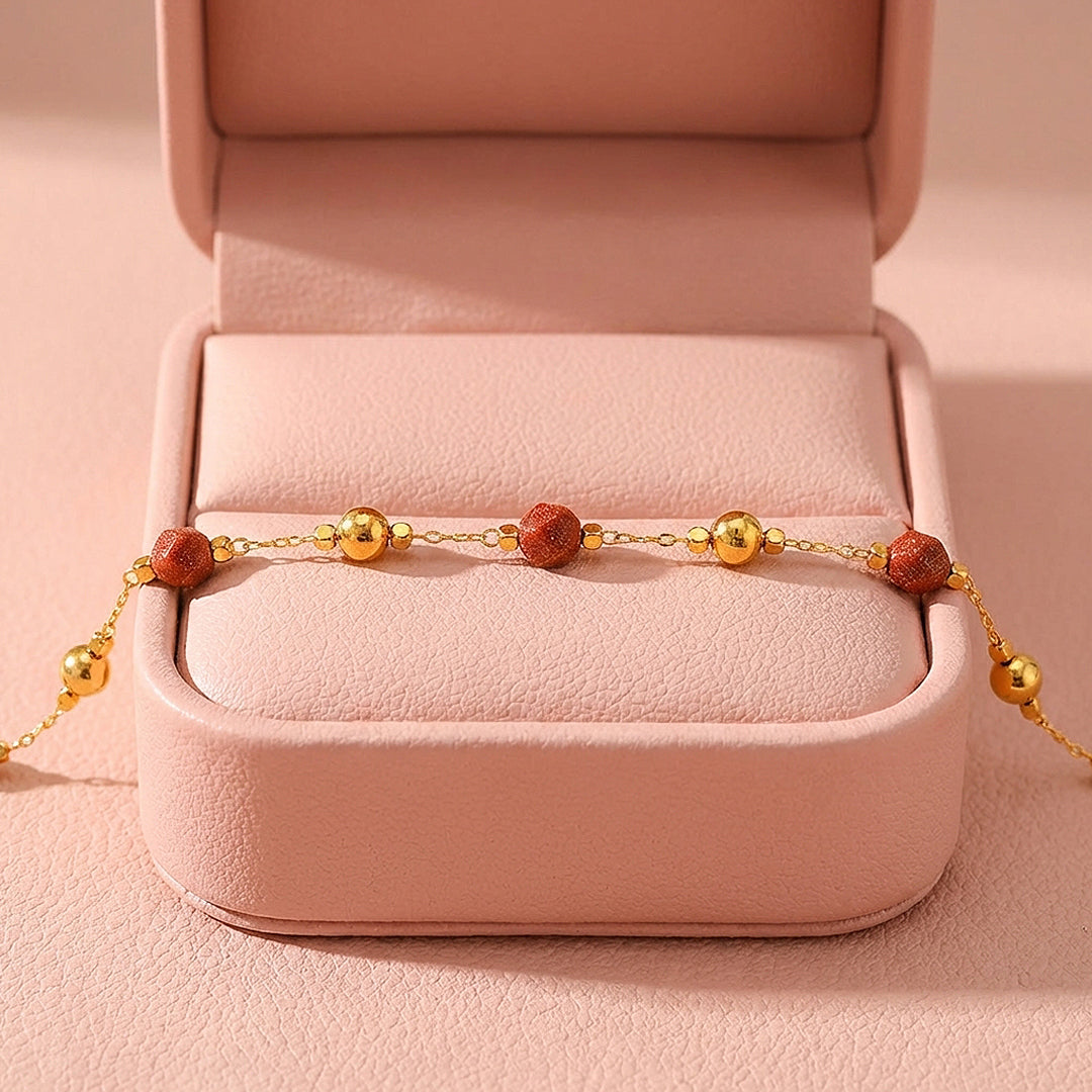 Natural Stone Beaded Chain Bracelet | Luxe6581