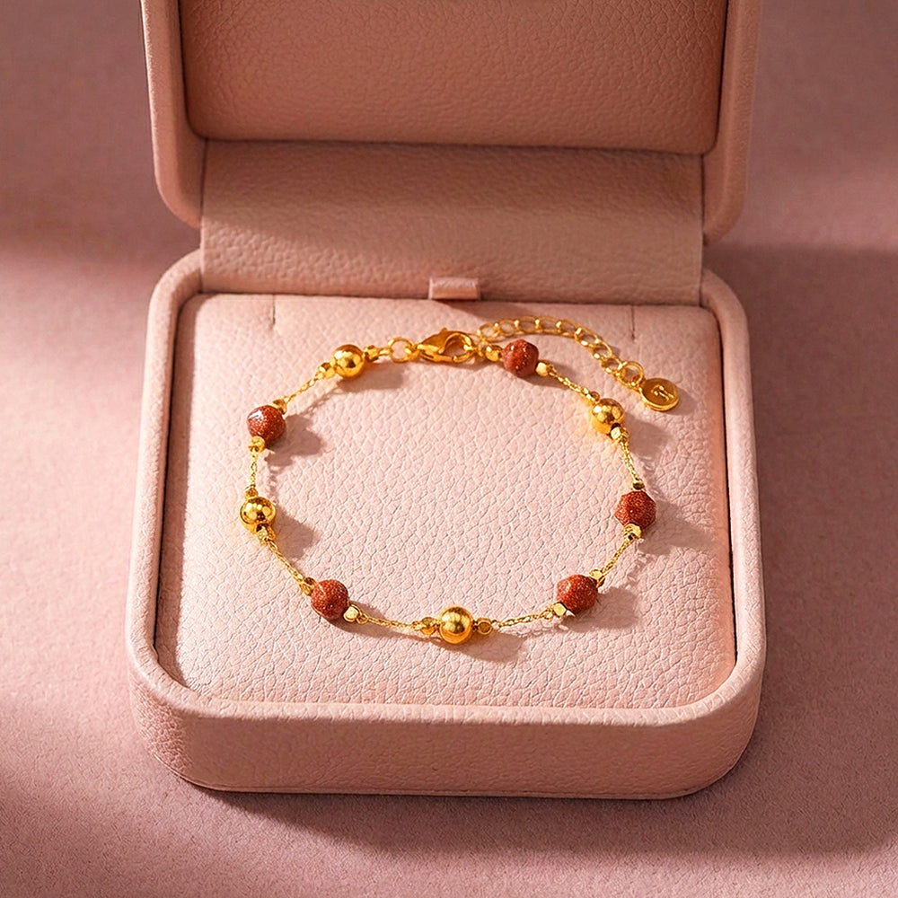 Natural Stone Beaded Chain Bracelet | Luxe6581