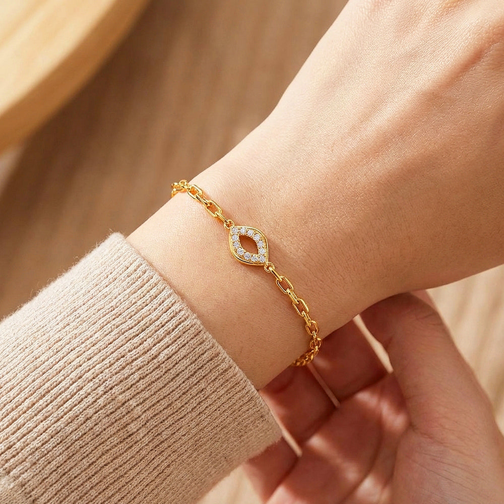 Pavé Eye Charm Link Chain Bracelet | Luxe6582