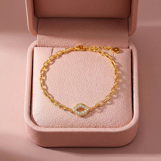 Pavé Eye Charm Link Chain Bracelet | Luxe6582