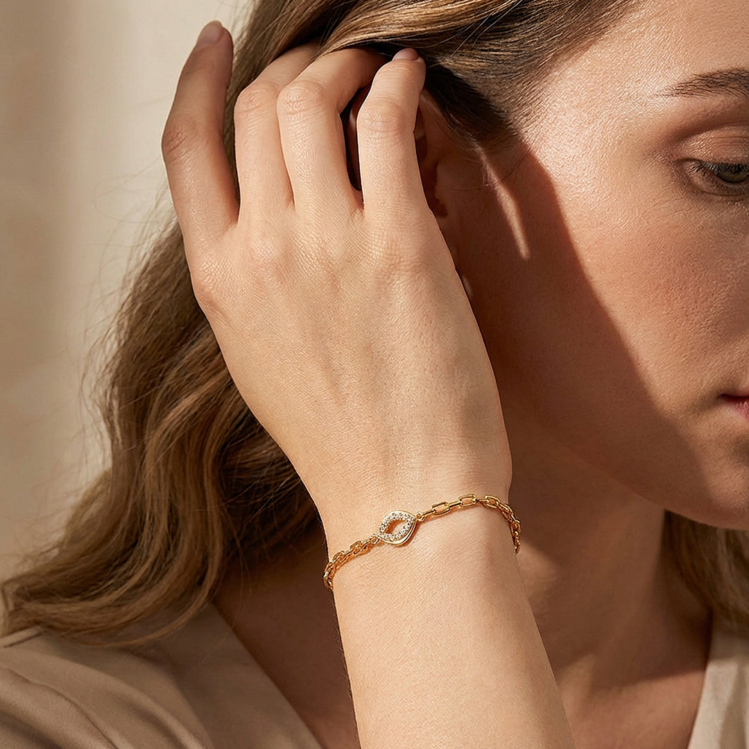 Pavé Eye Charm Link Chain Bracelet | Luxe6582