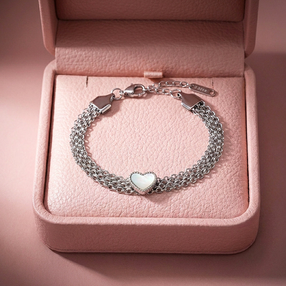 Multi-Strand Heart Mother of Pearl Bracelet | Luxe6587