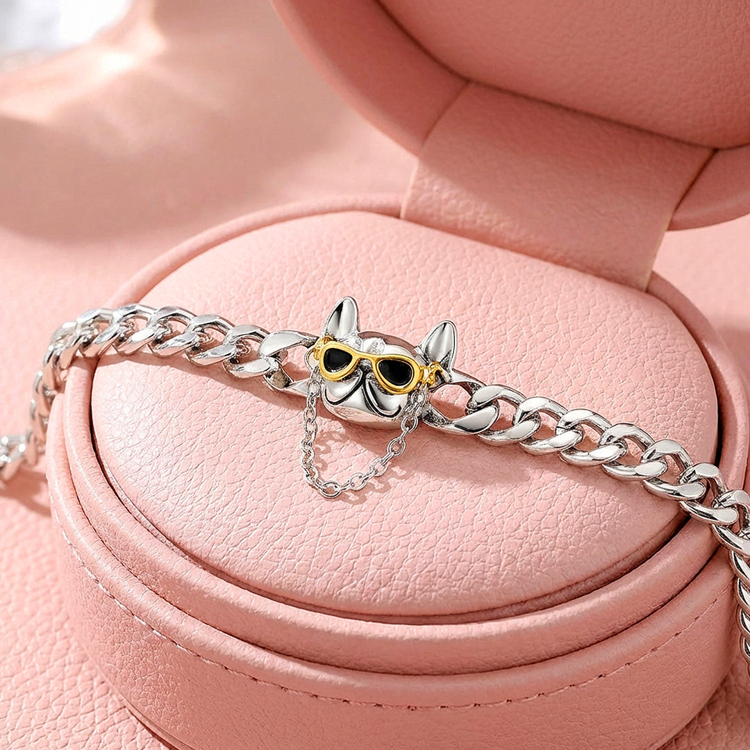 French Bulldog Curb Chain Bracelet | Luxe6590