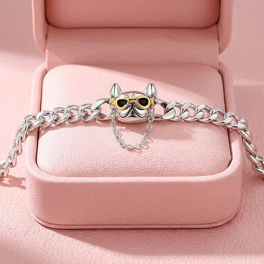 French Bulldog Curb Chain Bracelet | Luxe6590