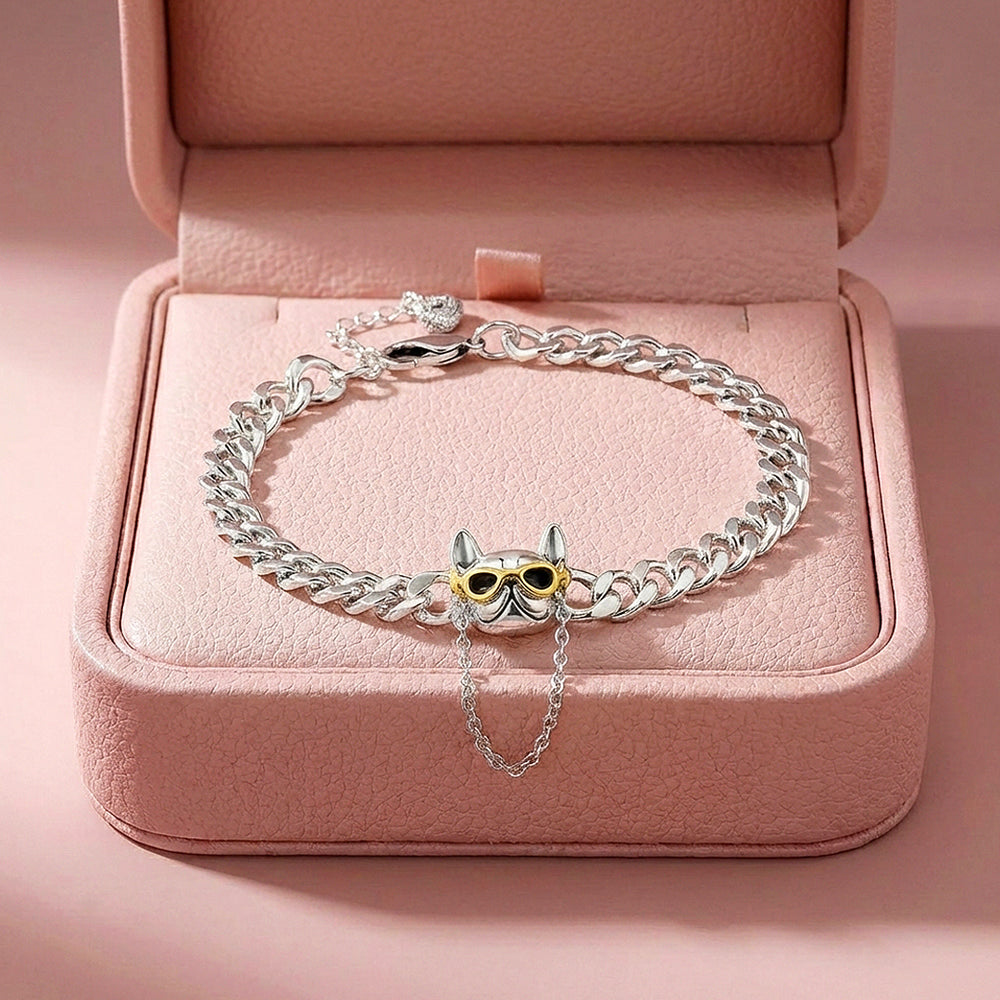 French Bulldog Curb Chain Bracelet | Luxe6590
