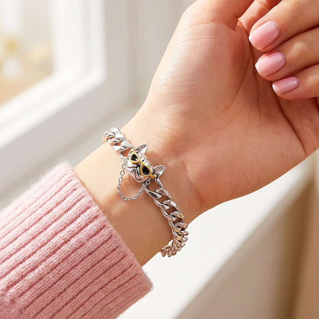 French Bulldog Curb Chain Bracelet | Luxe6590