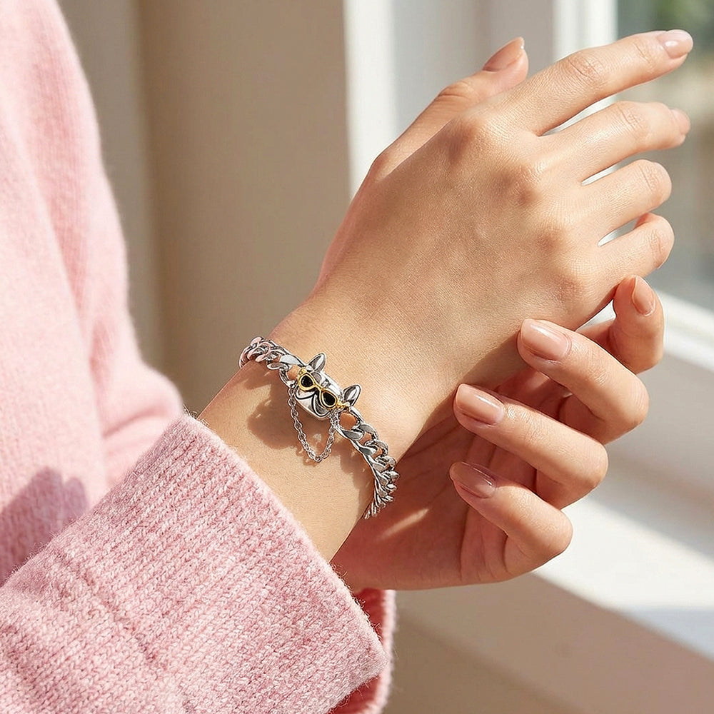French Bulldog Curb Chain Bracelet | Luxe6590