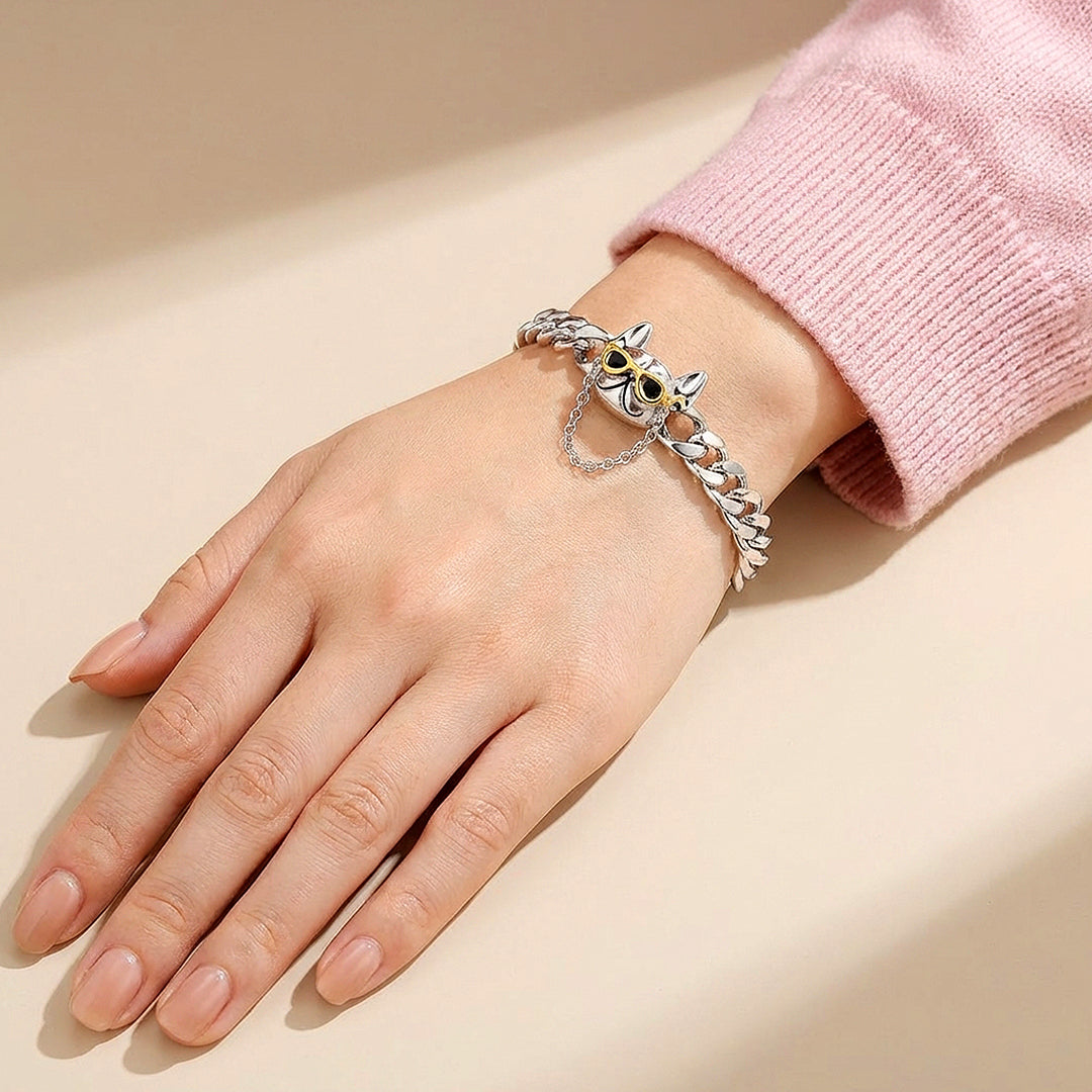 French Bulldog Curb Chain Bracelet | Luxe6590