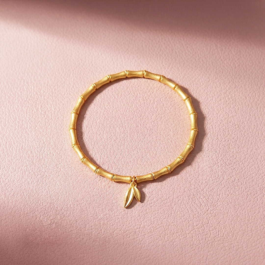 Bamboo Joint Leaf Charm Stretch Bracelet | Luxe6592