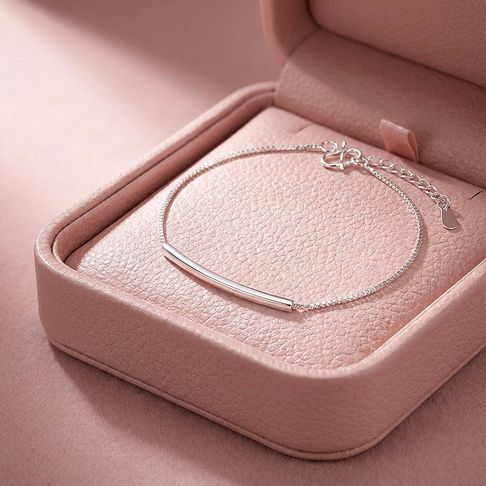 Curved Bar Box Chain Bracelet | Luxe6593