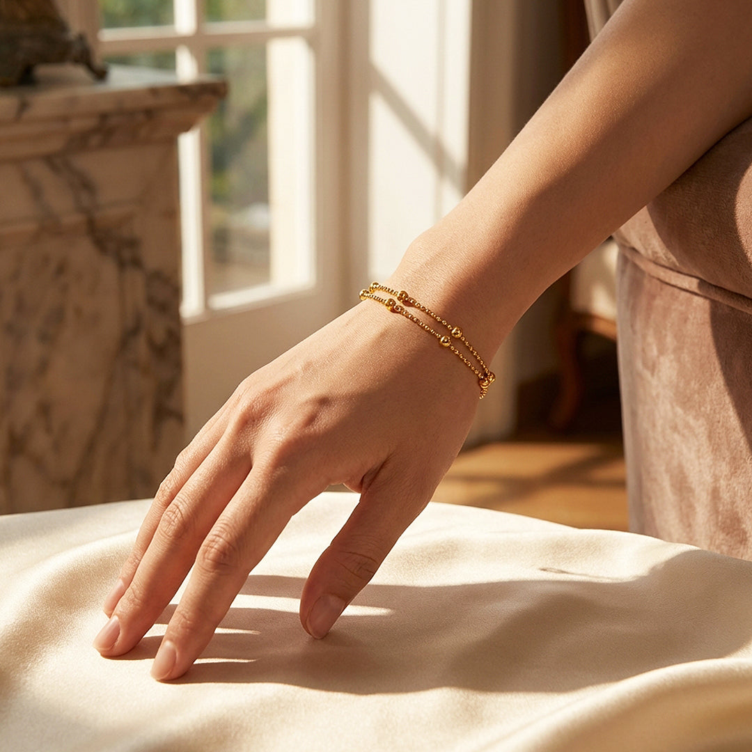Double Layer Satellite Beaded Chain Bracelet | Luxe6599