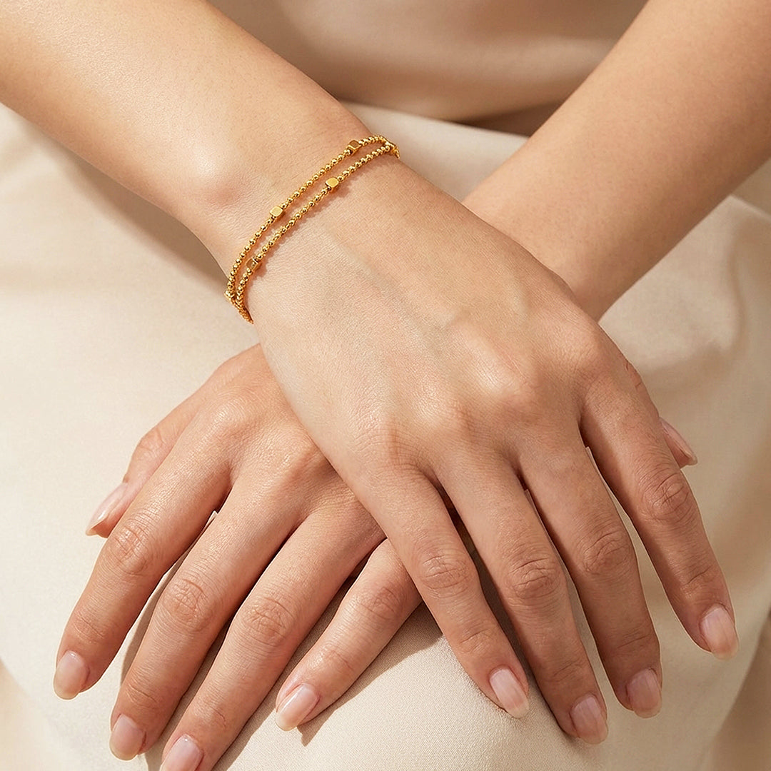 Double Layer Cube Bead Chain Bracelet | Luxe6600