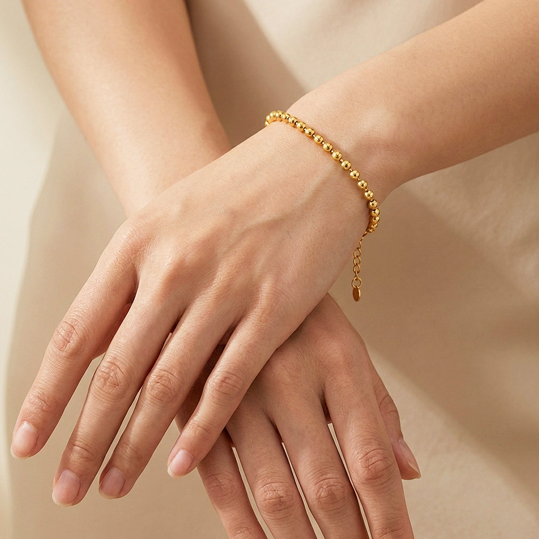 Gold Ball Beaded Chain Bracelet | Luxe6604