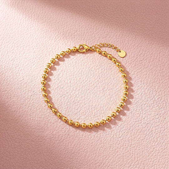 Gold Ball Beaded Chain Bracelet | Luxe6604