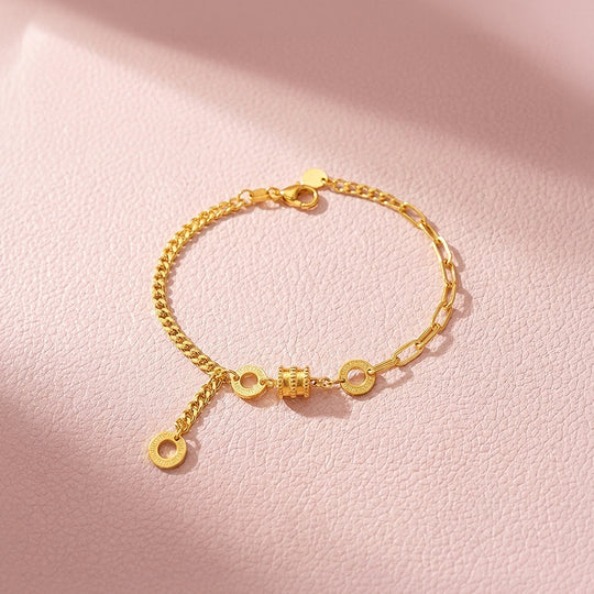 Roman Numeral Barrel Mixed Chain Bracelet | Luxe6605