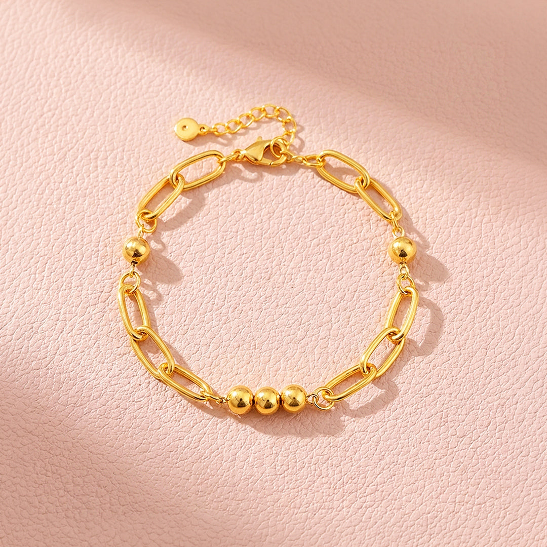 Paperclip Link &amp; Gold Orb Bracelet | Luxe6613