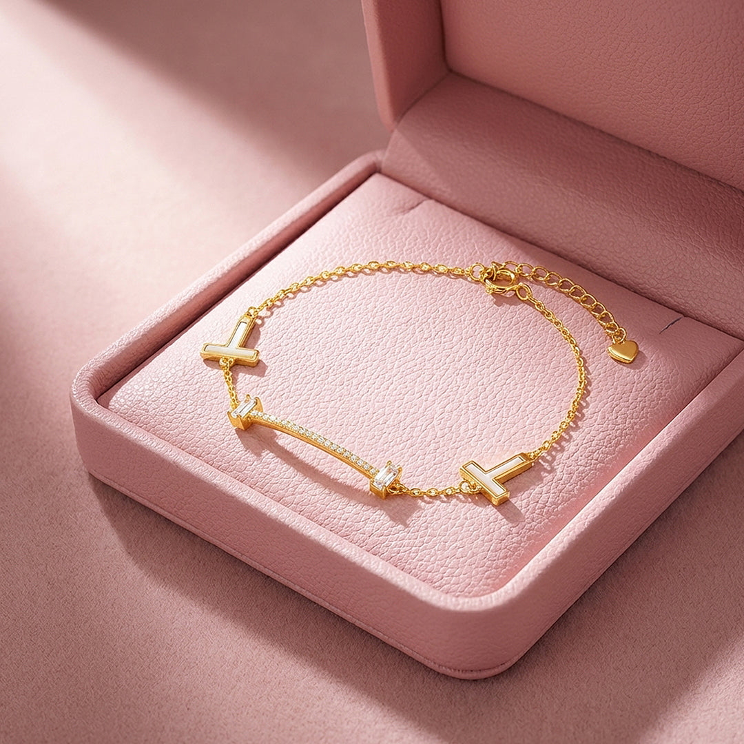 T-Bar Smile Pavé Chain Bracelet | Luxe6615
