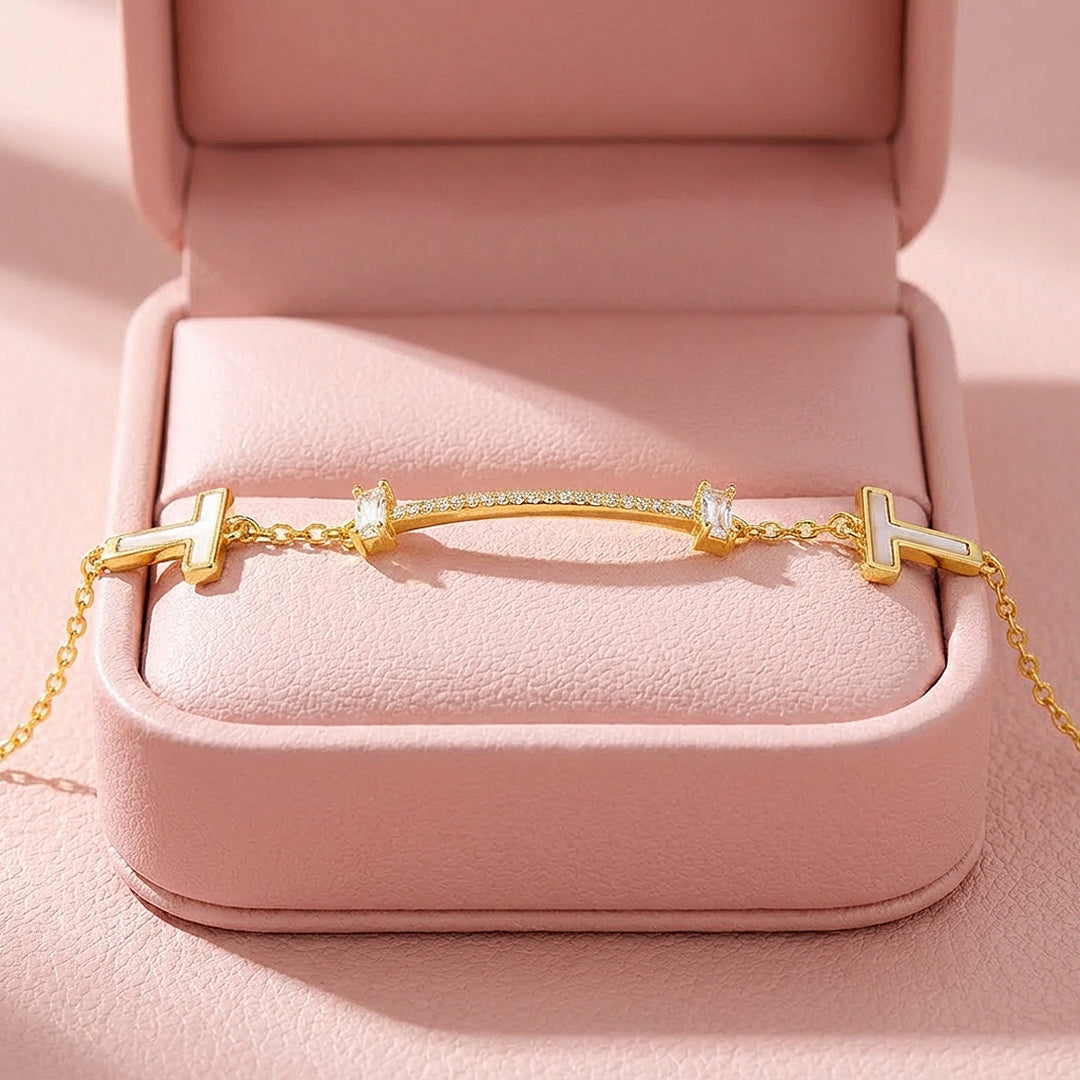 T-Bar Smile Pavé Chain Bracelet | Luxe6615