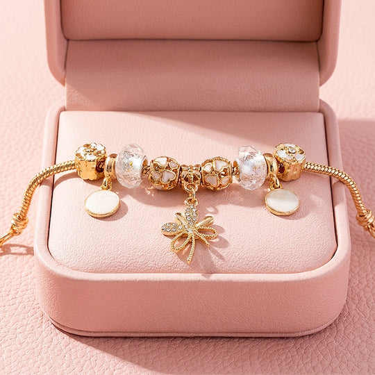 Bow Charm Bracelet | Diamond Simulant | Luxe6627