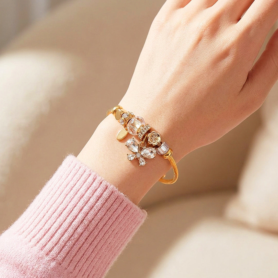 Butterfly Charm Bangle | Diamond Simulant | Luxe6629