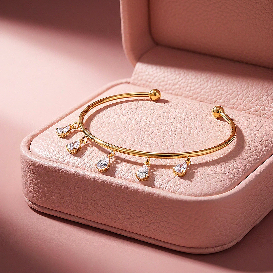 Pear Drop Fringe Bangle | Diamond Simulant | Luxe6632