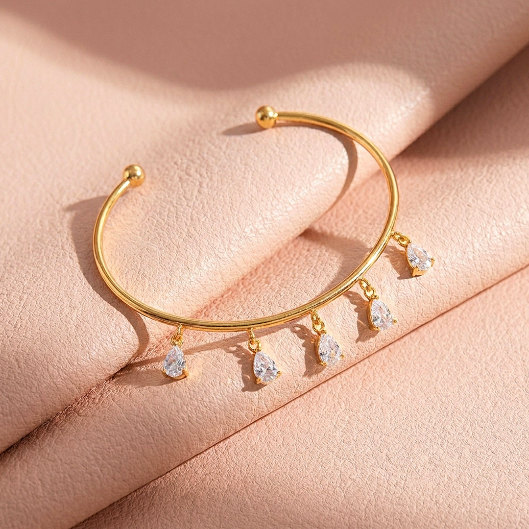 Pear Drop Fringe Bangle | Diamond Simulant | Luxe6632