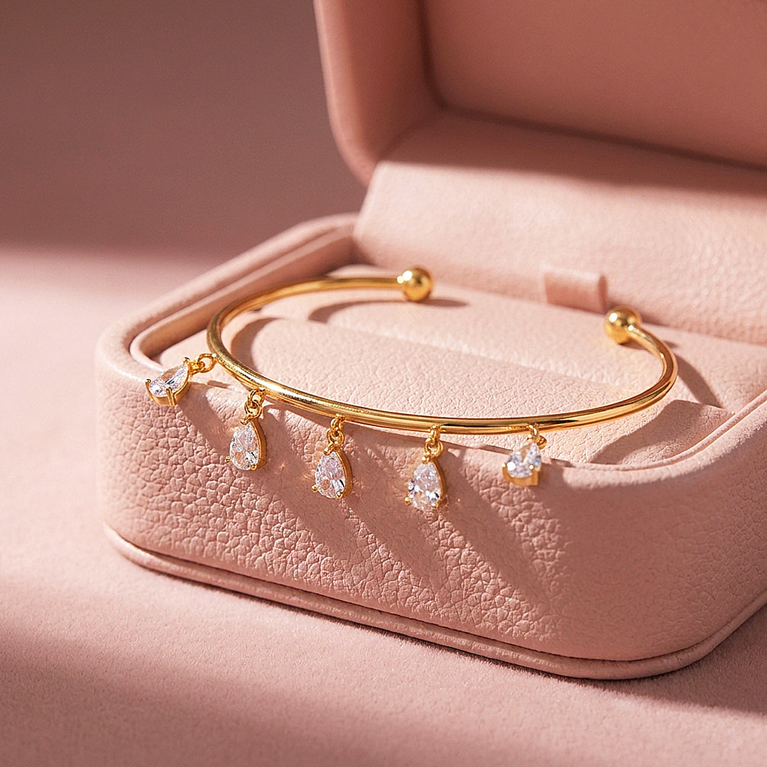 Pear Drop Fringe Bangle | Diamond Simulant | Luxe6632