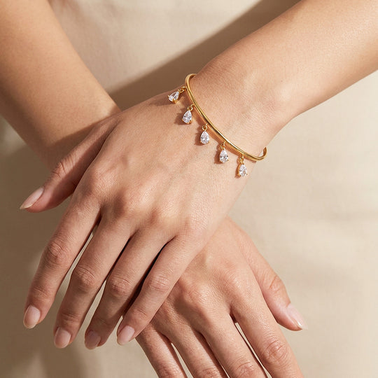 Pear Drop Fringe Bangle | Diamond Simulant | Luxe6632