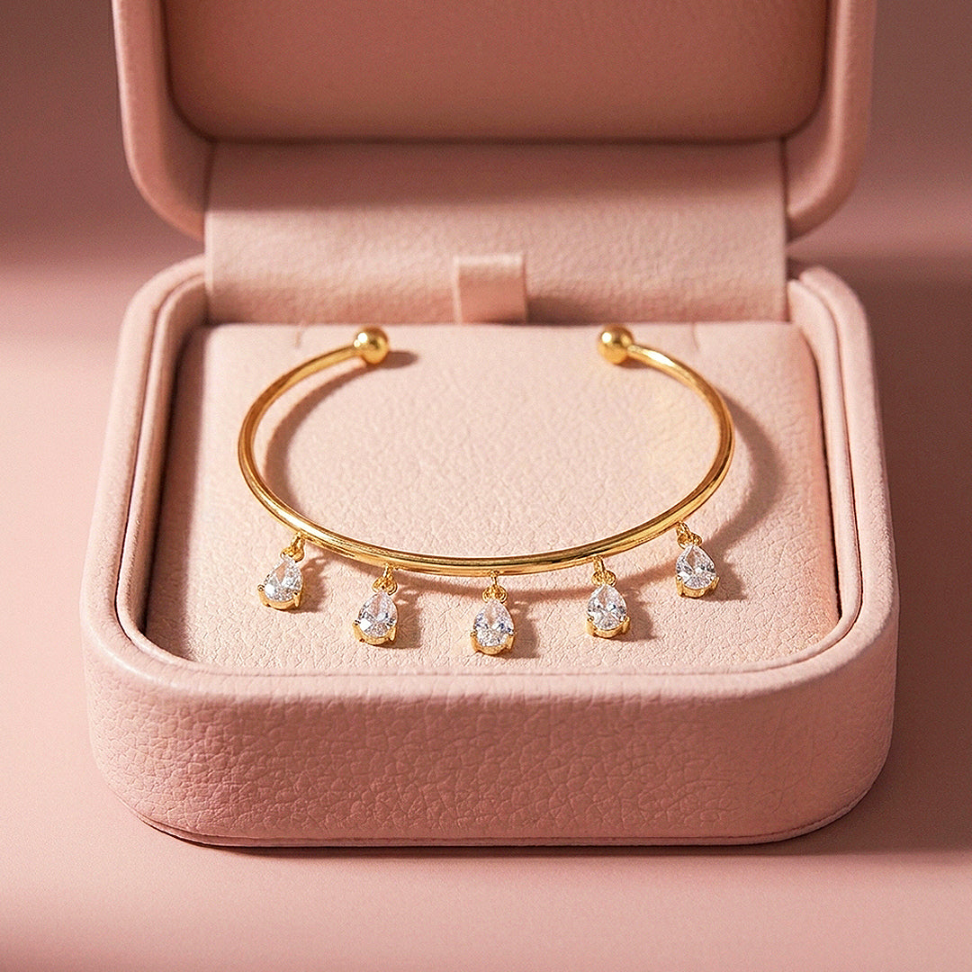 Pear Drop Fringe Bangle | Diamond Simulant | Luxe6632