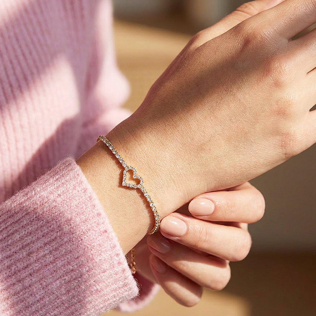 Pavé Heart Tennis Bracelet | Diamond Simulant | Luxe6634