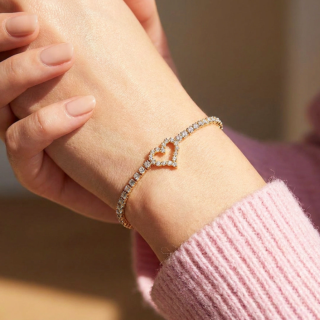 Pavé Heart Tennis Bracelet | Diamond Simulant | Luxe6634