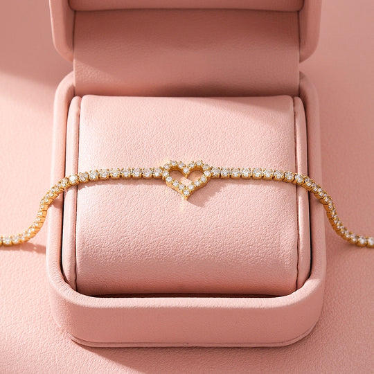 Pavé Heart Tennis Bracelet | Diamond Simulant | Luxe6634