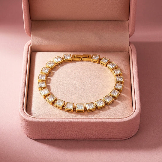 Princess-Cut Bezel Tennis Bracelet | Diamond Simulant | Luxe6637